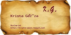 Krista Géza névjegykártya